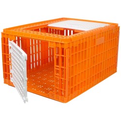 Transportkist voor pluimvee oranje hoog model (77x58x42cm), 2 deurtjes