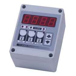 Digitale thermostaat met alarm in kast met PT-100 sensor