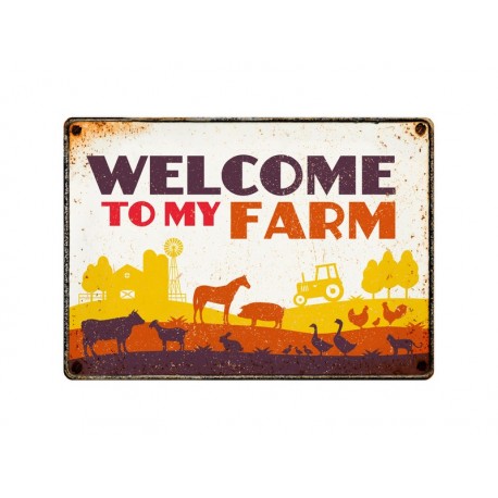 Deco Bordje Metaal "Welcome To My Farm"
