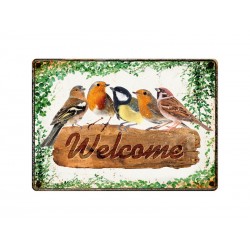 Deco Bordje metaal "Welcome Birds"