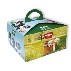 Bio Food Puppypakket (Proefmonsters 4 x - Puppyboekje - Catalogus - BF tabletten 1 x  - losse Roll Snack - maatbekertje - vleesv