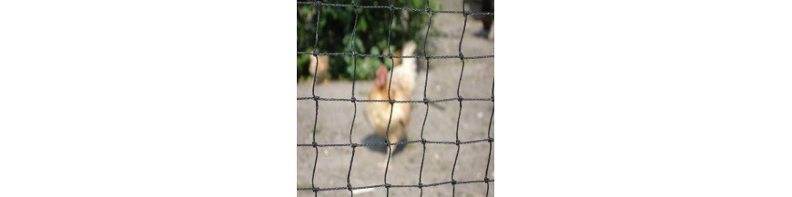 Afdeknetten en omheiningen voor kippen
